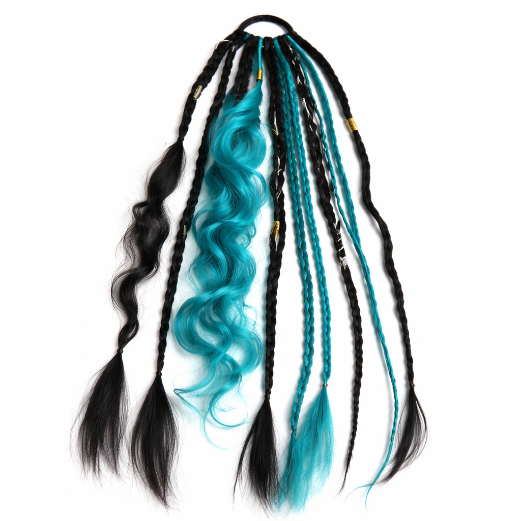 Boho-Haarverlängerung mit Perlen und Muscheln für den Pferdeschwanz – zum Umwickeln