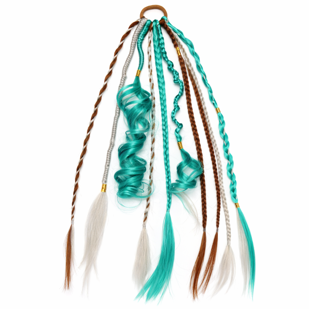 Boho-Haarverlängerung mit Perlen und Muscheln für den Pferdeschwanz – zum Umwickeln