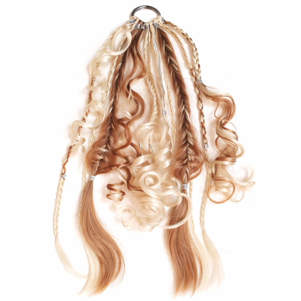 Boho-Haarverlängerung mit Perlen und Muscheln für den Pferdeschwanz – zum Umwickeln