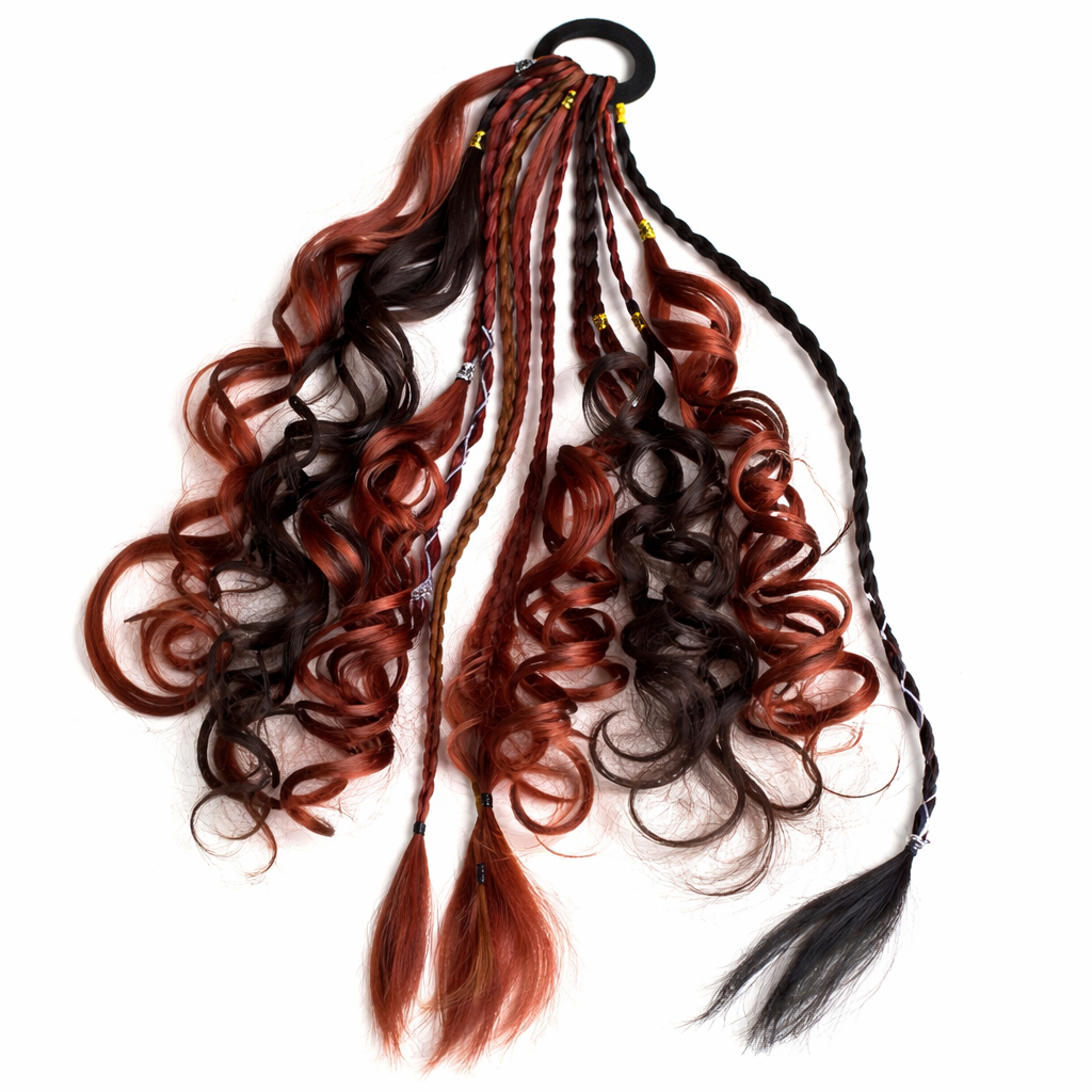 Boho-Haarverlängerung mit Perlen und Muscheln für den Pferdeschwanz – zum Umwickeln