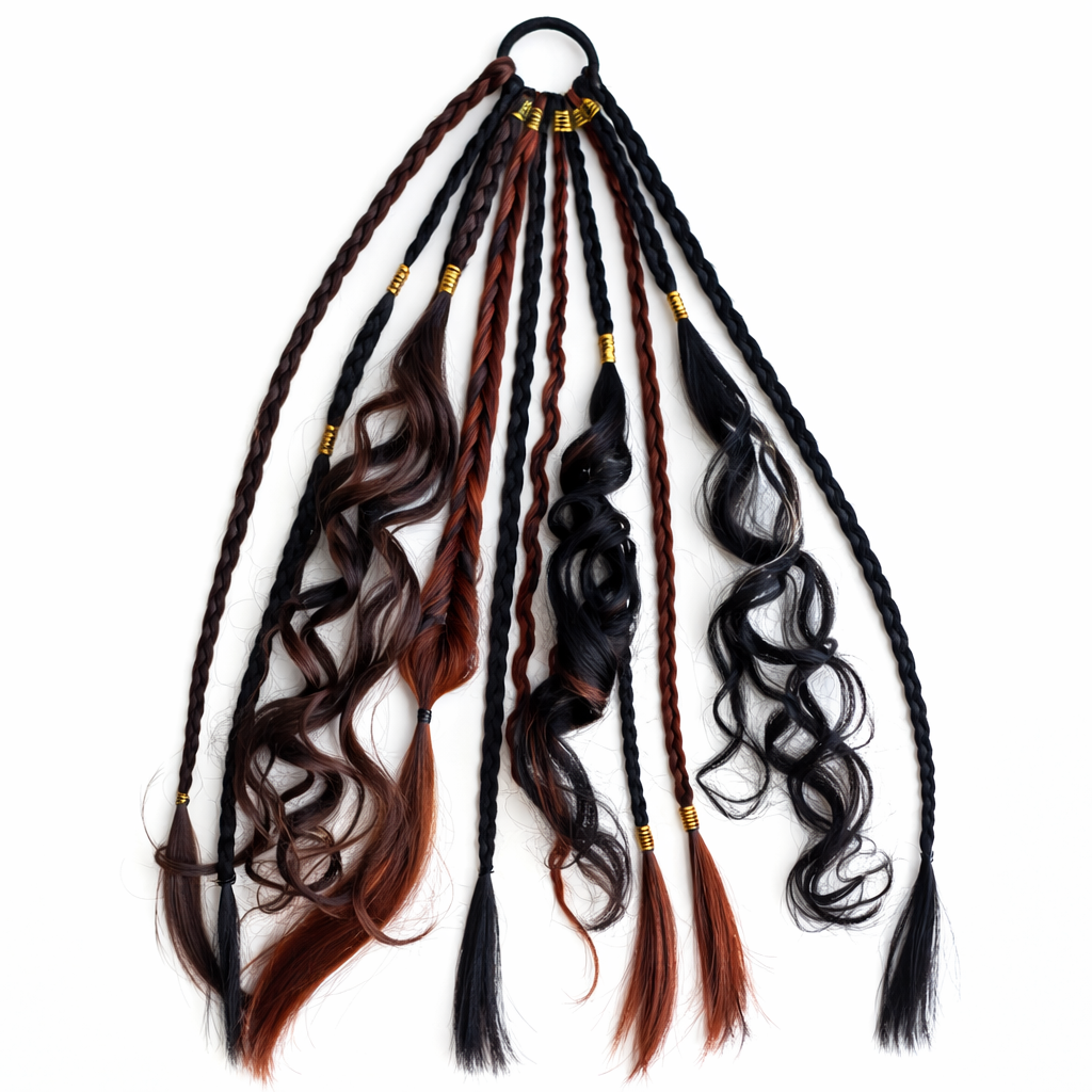 Boho-Haarverlängerung mit Perlen und Muscheln für den Pferdeschwanz – zum Umwickeln