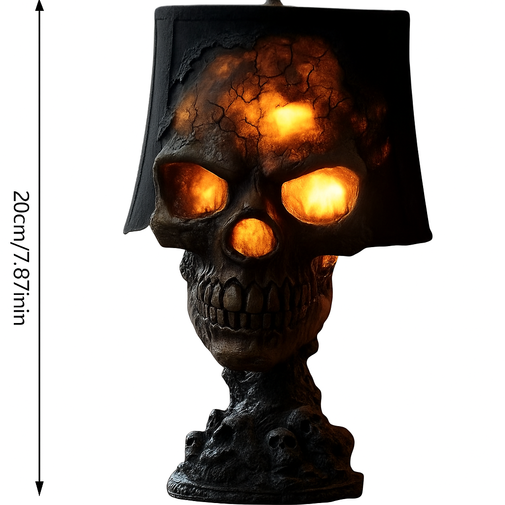 Totenkopf-Lavalamp – fließender roter Kern, gotisches Stimmungslicht für den Tisch