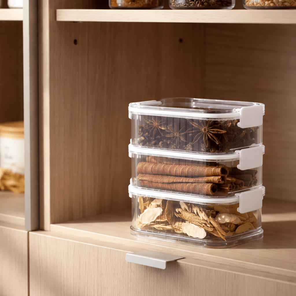 AromaGuard Stackable Multilayer Spice Containers — Clear View Trays, Space-Saving Base