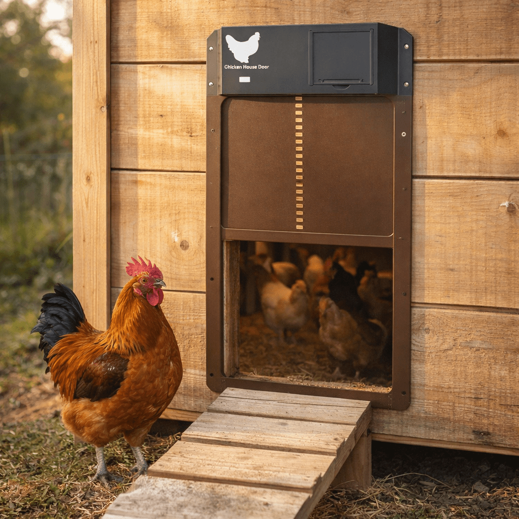 CoopGuard Automated Chicken Coop Door — Weatherproof Design, Light Sensor Control