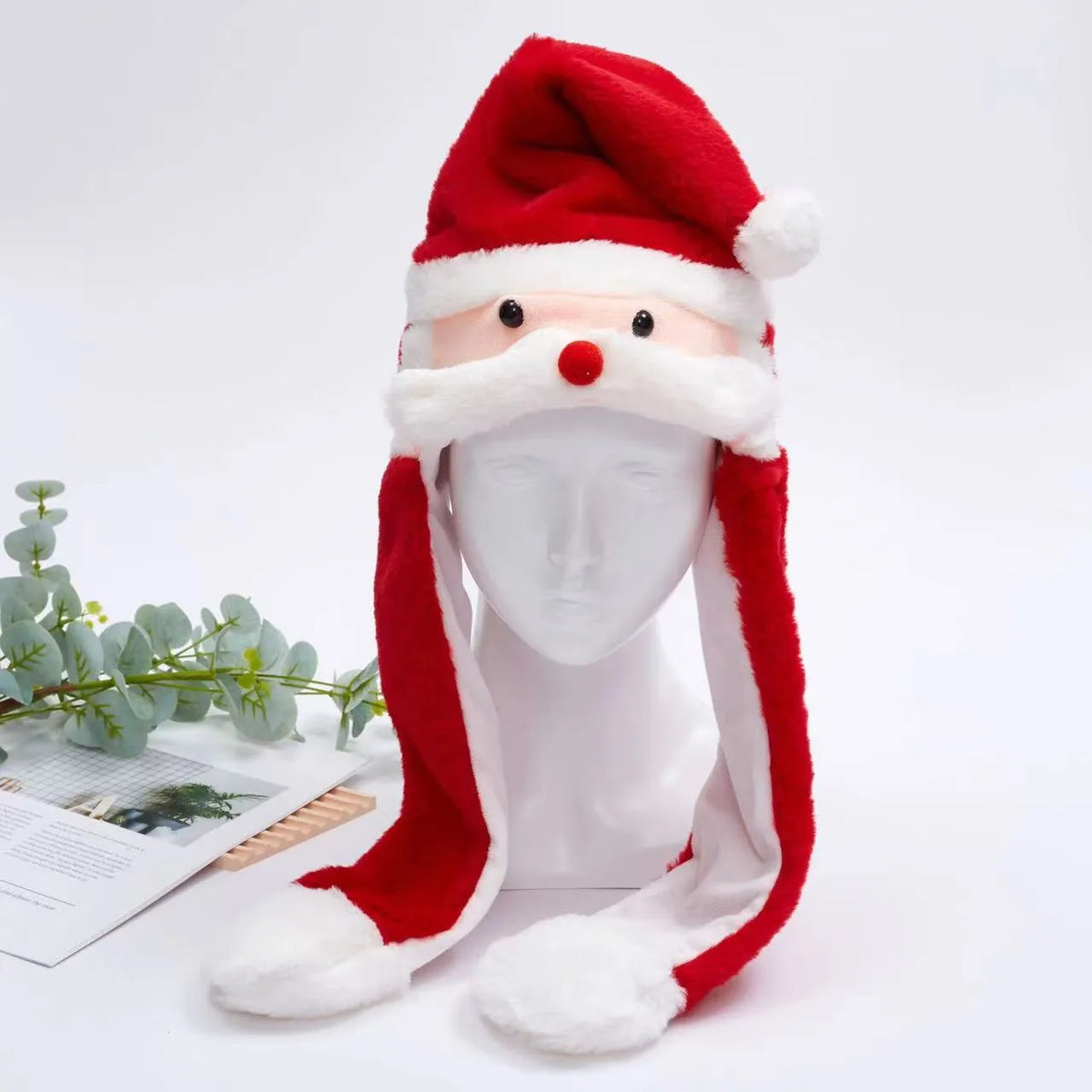 Interactive Plush Hat with Pop-Up Ears and Squeeze Paws