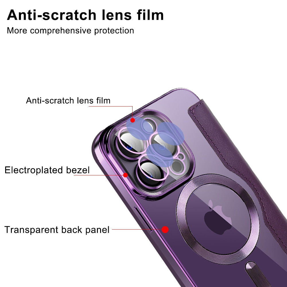Clear MagSafe iPhone Case, RFID Wallet — 12–17 Pro Max/Air Plus