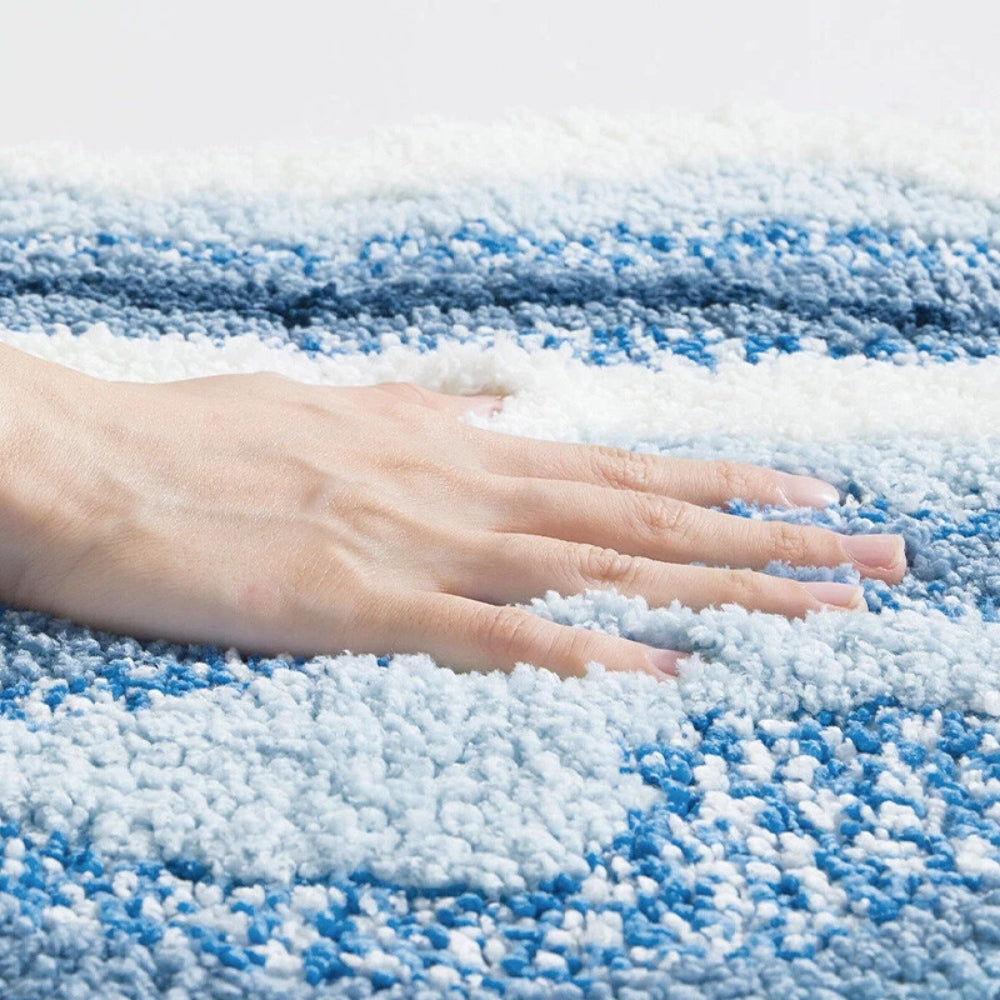 Non-Slip Coastal Bath Mat with Seaside Footprint Pattern - Euroselle