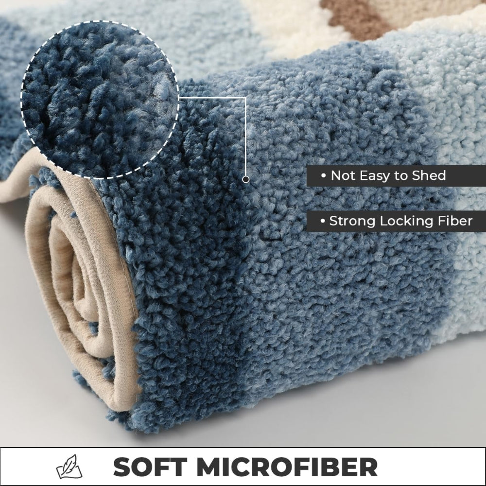 Non-Slip Coastal Bath Mat with Seaside Footprint Pattern - Euroselle