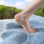 Non-Slip Coastal Bath Mat with Seaside Footprint Pattern - Euroselle