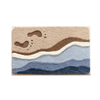 Non-Slip Coastal Bath Mat with Seaside Footprint Pattern - Euroselle