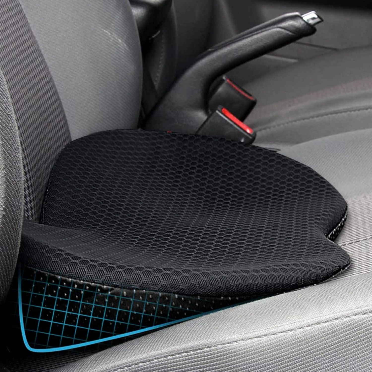 Premium Auto Seat Cushion with Integrated Lumbar Support Pad - Euroselle