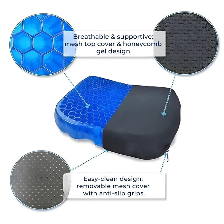 Orthopedic Gel Seat Cushion for Tailbone & Lumbar Support - Euroselle