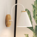 Swing Arm Wall Lamp Wood and Metal Cone Shade Wall Mounted | Euroselle