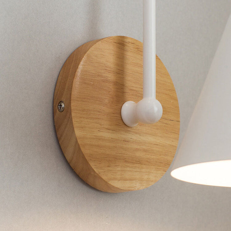 Swing Arm Wall Lamp Wood and Metal Cone Shade Wall Mounted | Euroselle