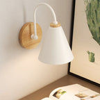 Swing Arm Wall Lamp Wood and Metal Cone Shade Wall Mounted | Euroselle