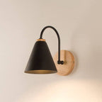 Swing Arm Wall Lamp Wood and Metal Cone Shade Wall Mounted | Euroselle
