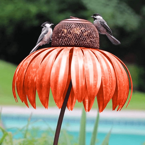 Coneflower Metal Bird Feeder Durable Weather Resistant Design - Euroselle