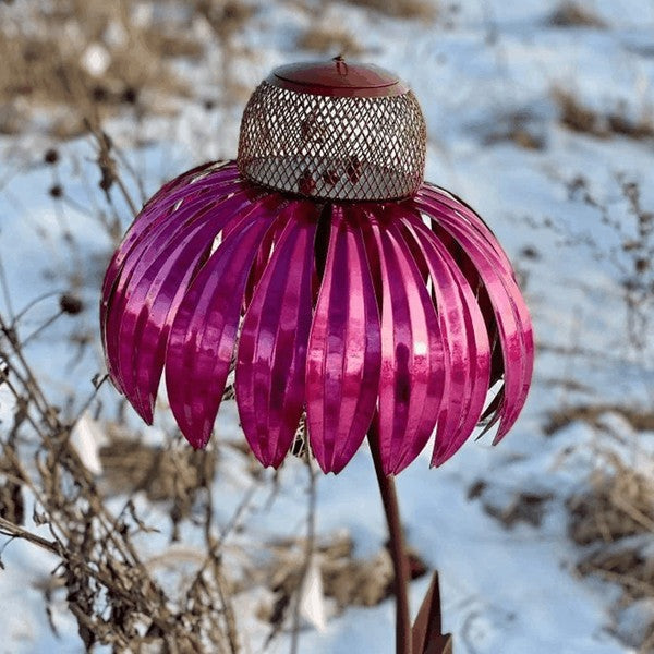 Coneflower Metal Bird Feeder Durable Weather Resistant Design - Euroselle