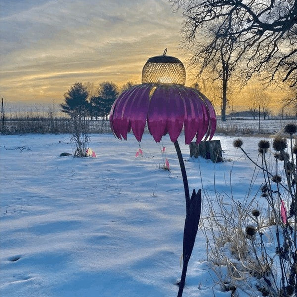 Coneflower Metal Bird Feeder Durable Weather Resistant Design - Euroselle