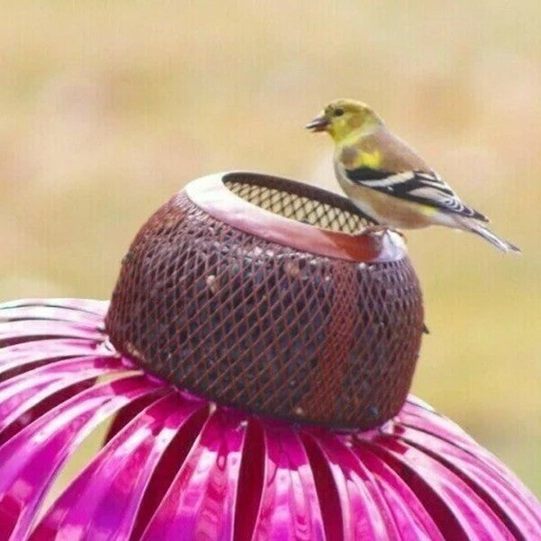 Coneflower Metal Bird Feeder Durable Weather Resistant Design - Euroselle