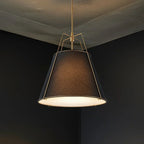 Modern Linen Pendant Light With Tapered Cone Shape Fixture