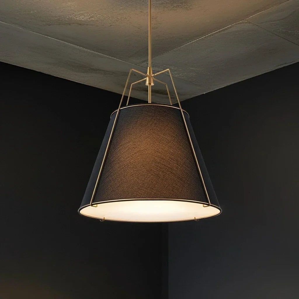 Modern Linen Pendant Light With Tapered Cone Shape Fixture