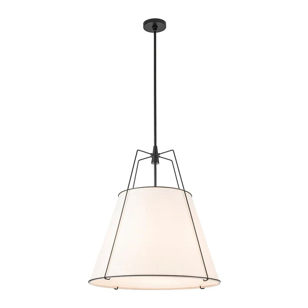 Modern Linen Pendant Light With Tapered Cone Shape Fixture