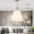Modern Linen Pendant Light With Tapered Cone Shape Fixture