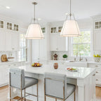 Modern Linen Pendant Light With Tapered Cone Shape Fixture