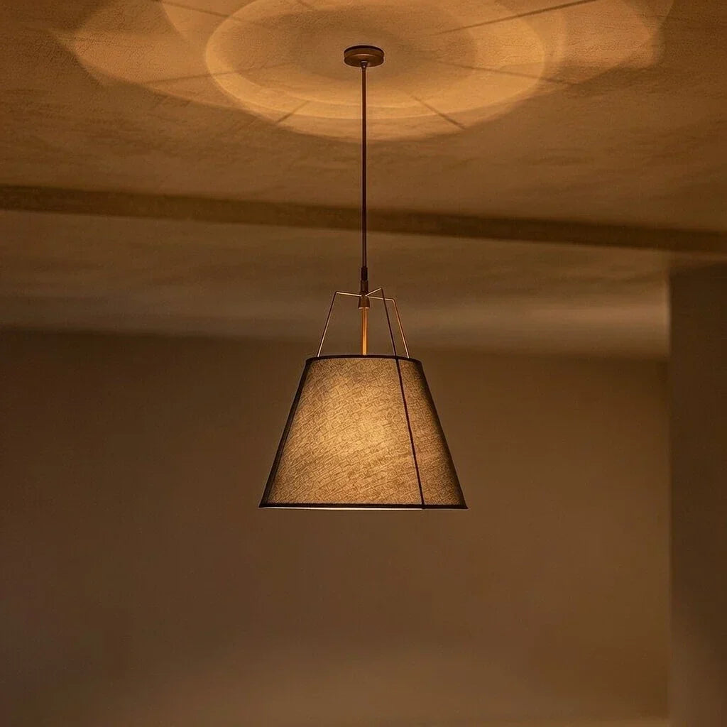 Modern Linen Pendant Light With Tapered Cone Shape Fixture