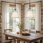 Modern Linen Pendant Light With Tapered Cone Shape Fixture