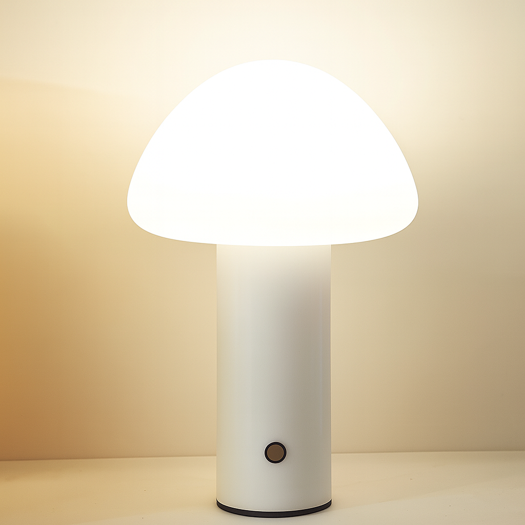Cordless LED Table Lamp with Mushroom Design – Rechargeable Bedside Table Lamp for Soft Illumination and Portable Use | Euroselle