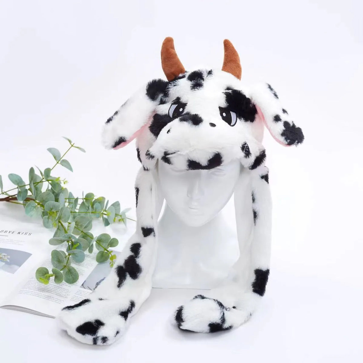 Interactive Plush Hat with Pop-Up Ears and Squeeze Paws