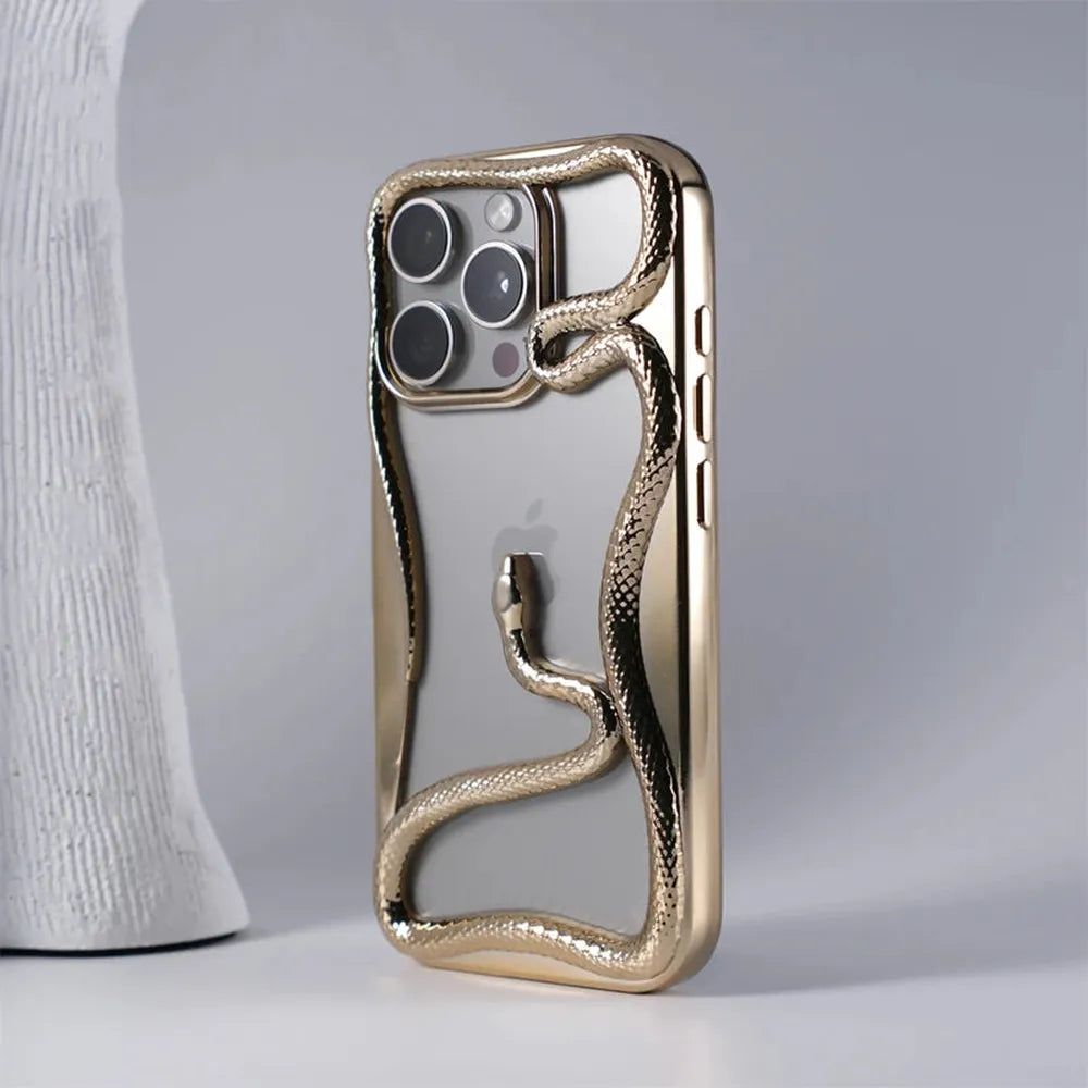 Cover per iPhone con motivo a rilievo serpentiforme 12–17 — Guscio rigido ammortizzante