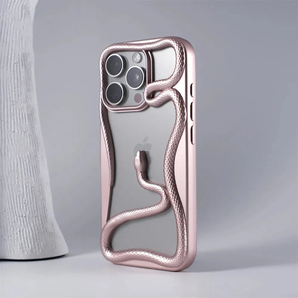 Cover per iPhone con motivo a rilievo serpentiforme 12–17 — Guscio rigido ammortizzante