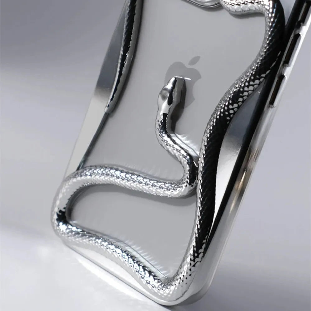 Cover per iPhone con motivo a rilievo serpentiforme 12–17 — Guscio rigido ammortizzante