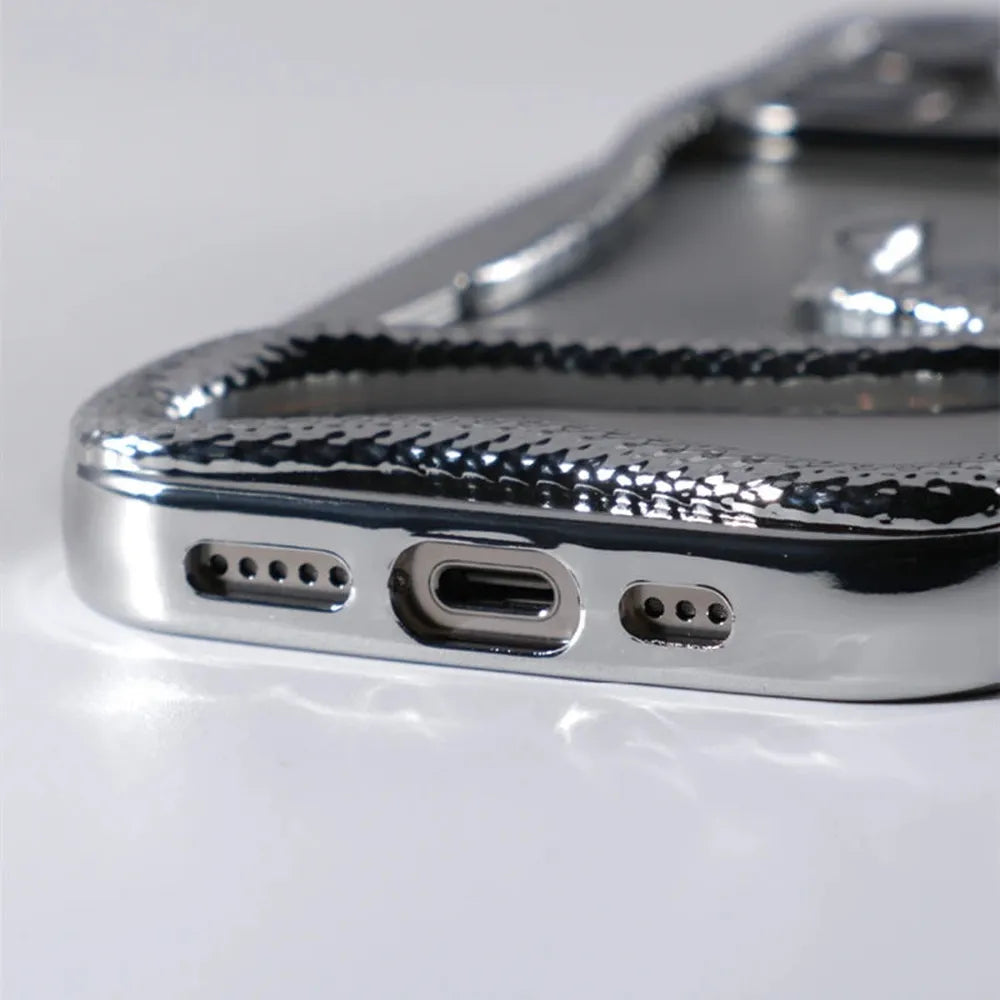 Cover per iPhone con motivo a rilievo serpentiforme 12–17 — Guscio rigido ammortizzante