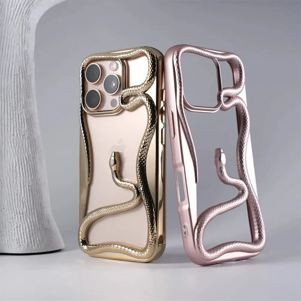 Cover per iPhone con motivo a rilievo serpentiforme 12–17 — Guscio rigido ammortizzante