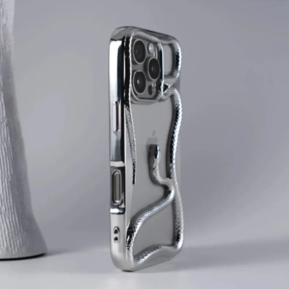 Cover per iPhone con motivo a rilievo serpentiforme 12–17 — Guscio rigido ammortizzante
