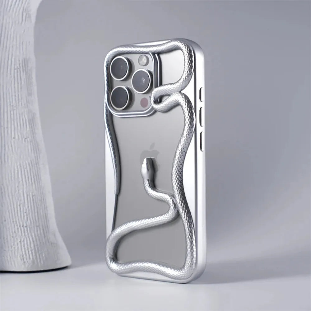 Cover per iPhone con motivo a rilievo serpentiforme 12–17 — Guscio rigido ammortizzante