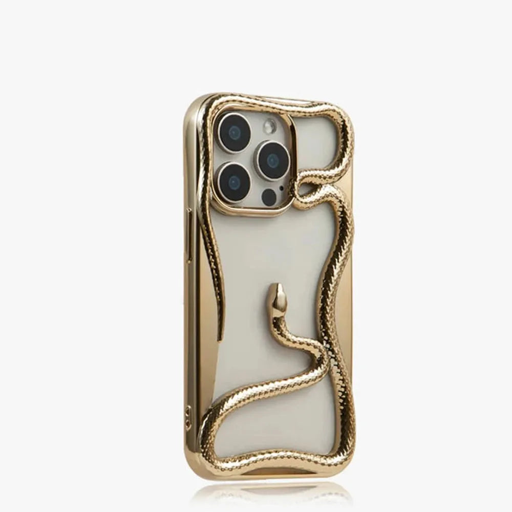Cover per iPhone con motivo a rilievo serpentiforme 12–17 — Guscio rigido ammortizzante