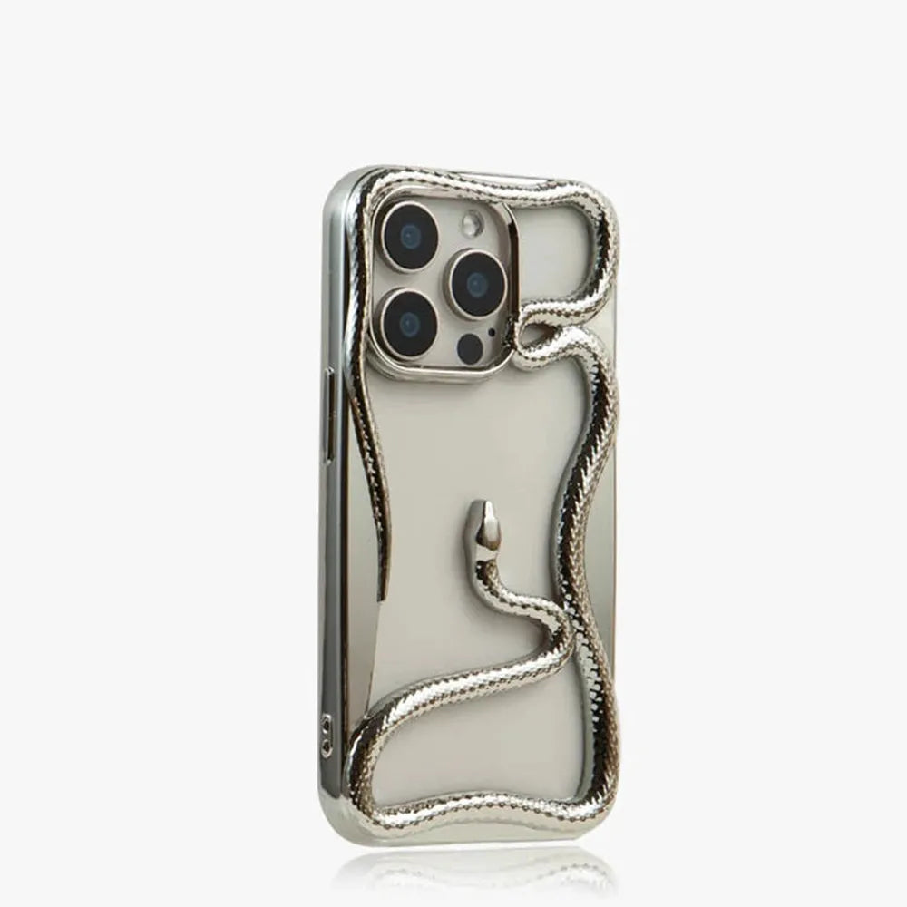 Cover per iPhone con motivo a rilievo serpentiforme 12–17 — Guscio rigido ammortizzante