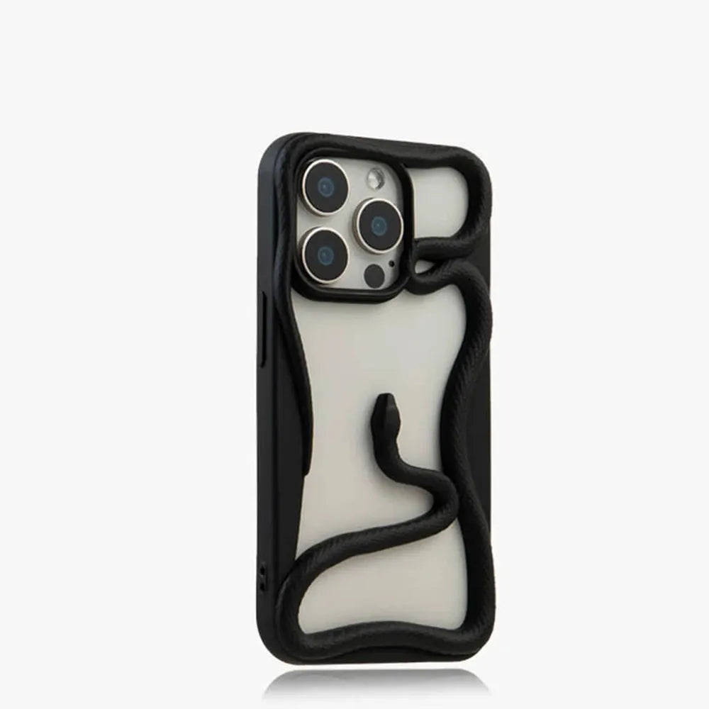 Cover per iPhone con motivo a rilievo serpentiforme 12–17 — Guscio rigido ammortizzante