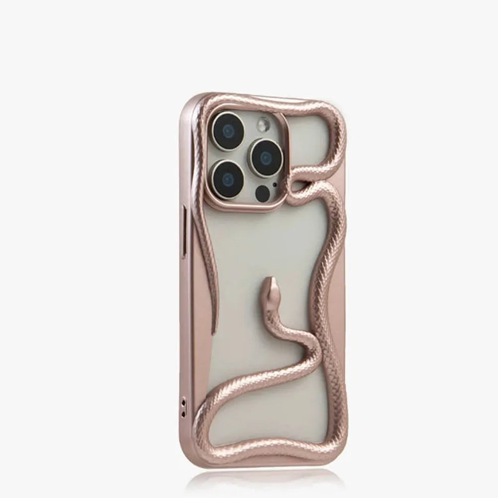 Cover per iPhone con motivo a rilievo serpentiforme 12–17 — Guscio rigido ammortizzante