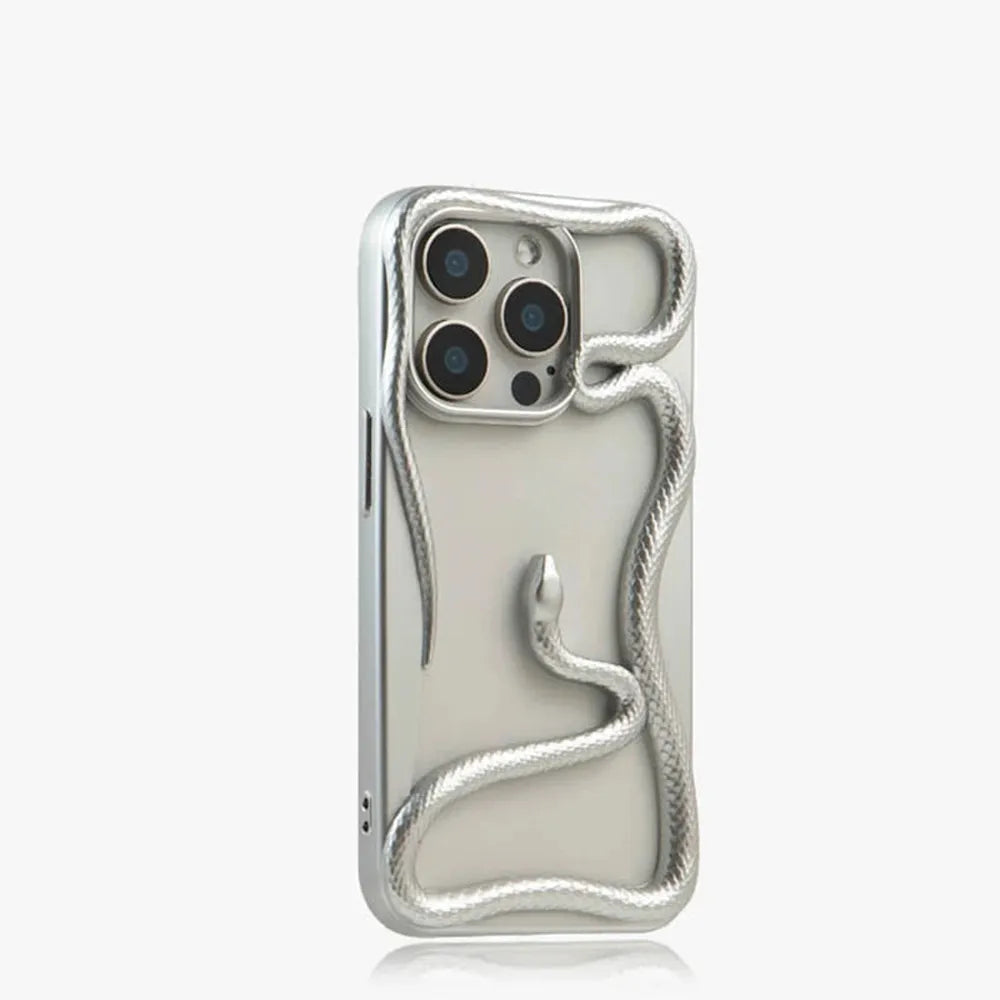 Cover per iPhone con motivo a rilievo serpentiforme 12–17 — Guscio rigido ammortizzante