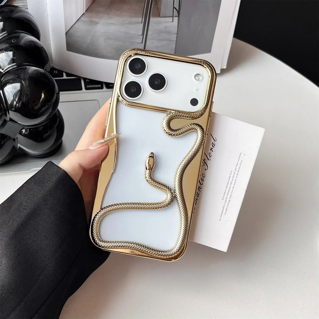 Cover per iPhone con motivo a rilievo serpentiforme 12–17 — Guscio rigido ammortizzante
