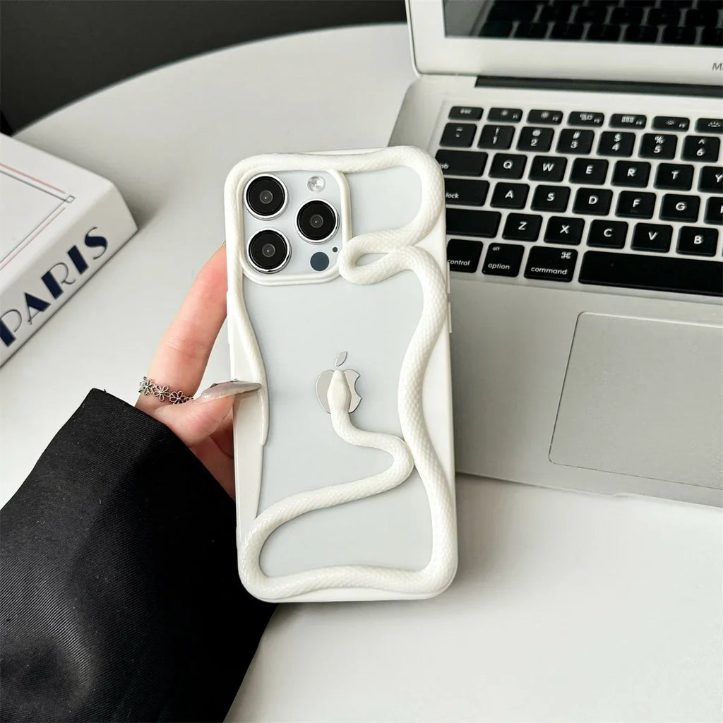 Cover per iPhone con motivo a rilievo serpentiforme 12–17 — Guscio rigido ammortizzante