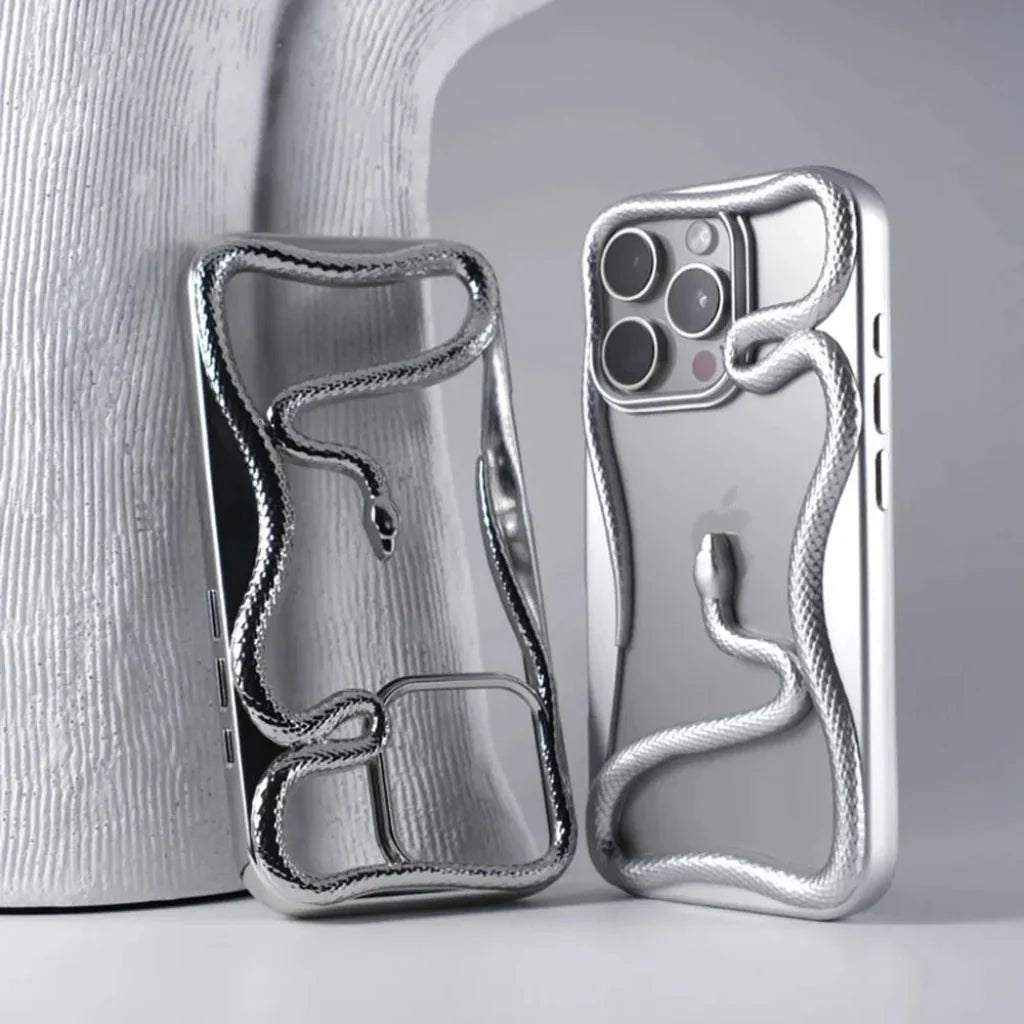 Cover per iPhone con motivo a rilievo serpentiforme 12–17 — Guscio rigido ammortizzante