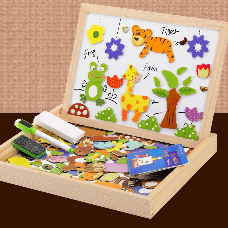 NovaTots 2-In-1 Montessori Drawing Board – Magnetic Chalkboard & White Board, Portable