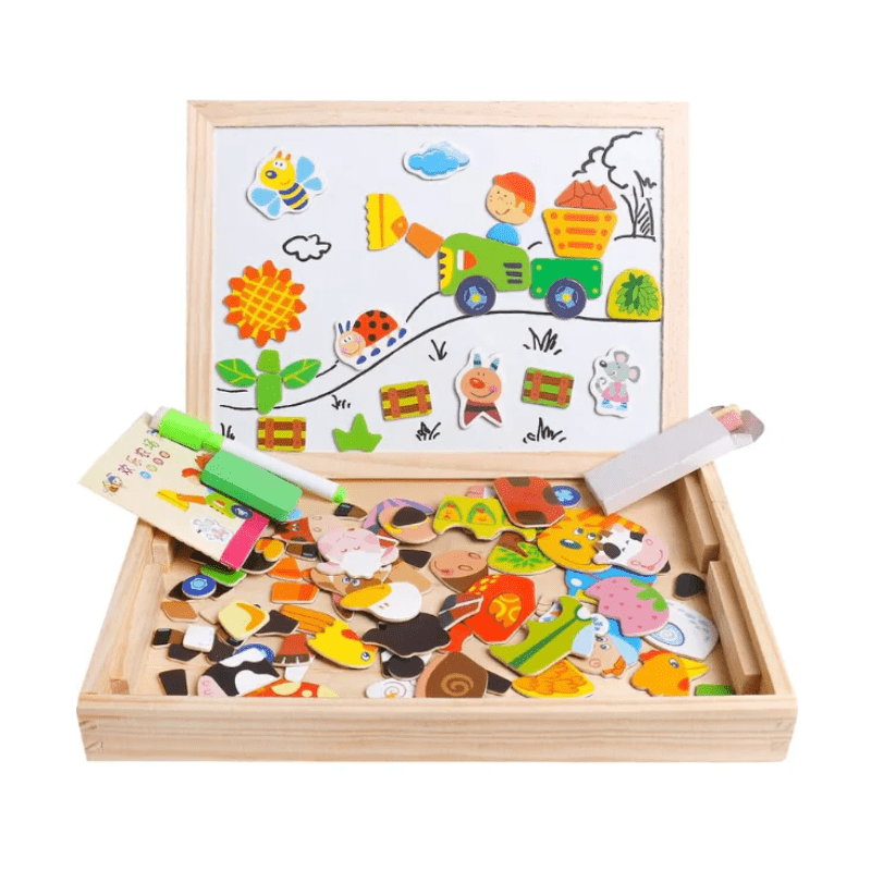 NovaTots 2-In-1 Montessori Drawing Board – Magnetic Chalkboard & White Board, Portable